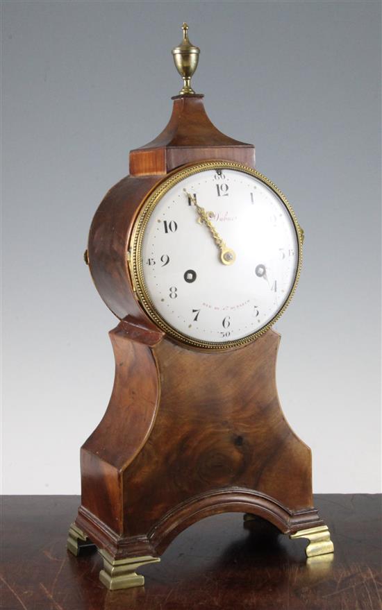 An early 19th century French strung mahogany mantel clock, 15in.